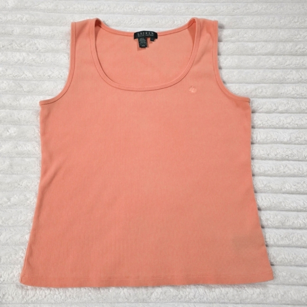 Lauren Ralph Lauren Orange Sleeveless Fitted Tank Top